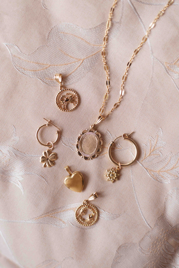 Gold Zodiac Sign Necklace Charm Pisces (Vissen)