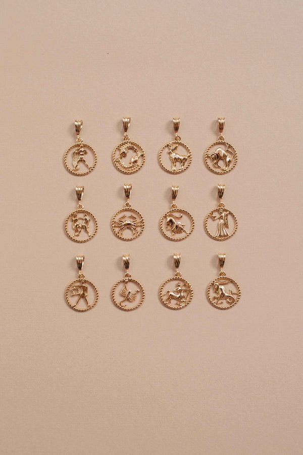 Gold Zodiac Sign Necklace Charm Libra (Weegschaal)