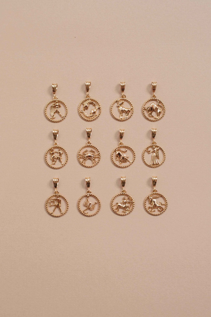 Gold Zodiac Sign Necklace Charm Cancer (Kreeft)