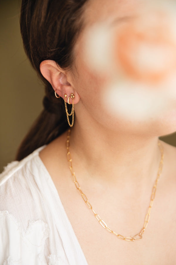 GOLD DOUBLE CHAIN DOUBLE EARSTUD