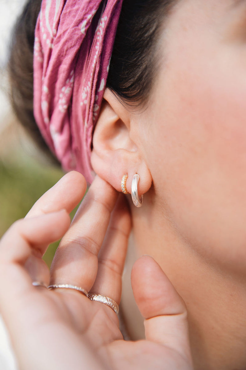 Silver Twisted Hoops