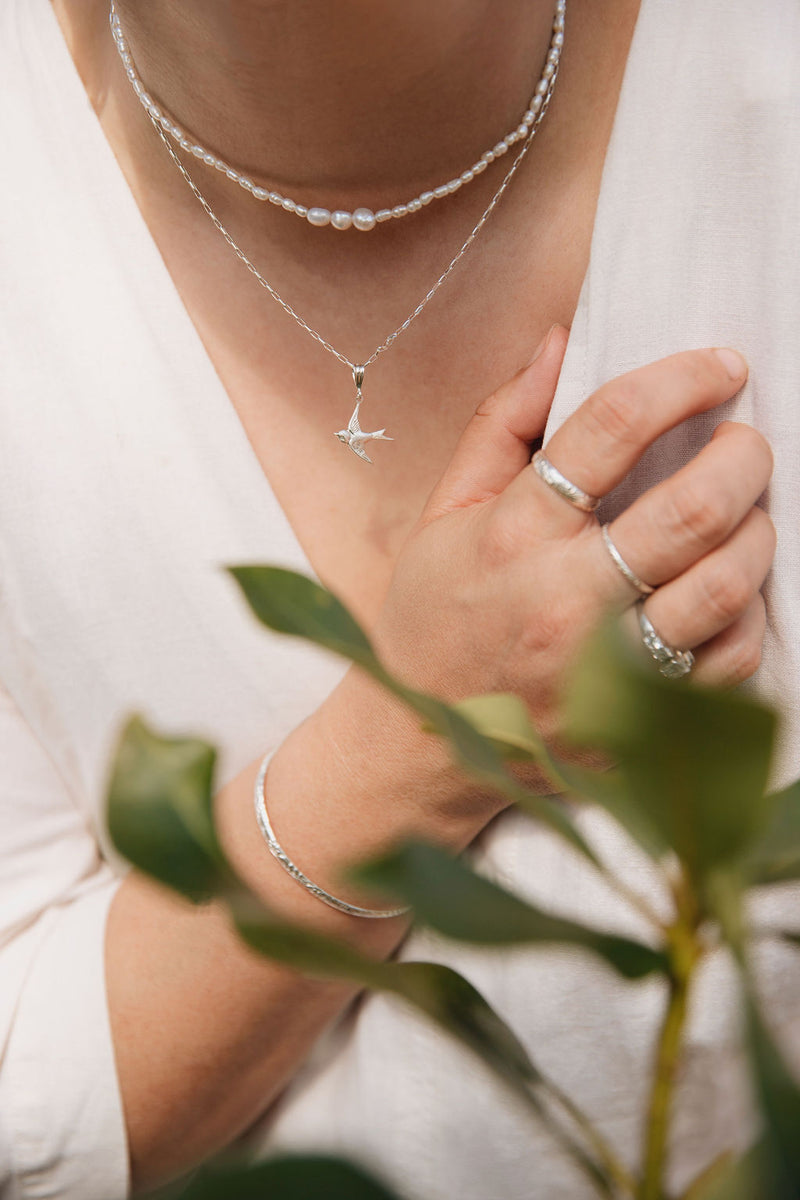 Silver Swallow necklace charm