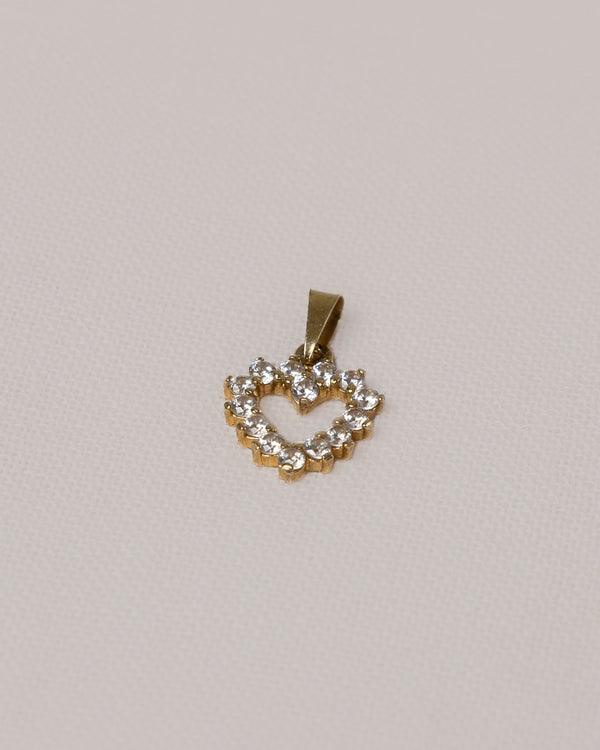 14K yellow gold and zirkonia heart charm