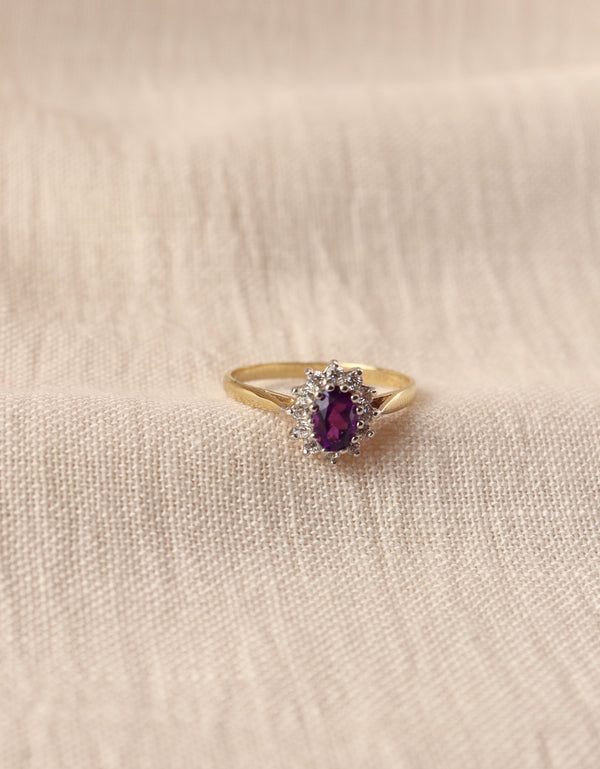 9k Gold Amethyst Flower Ring