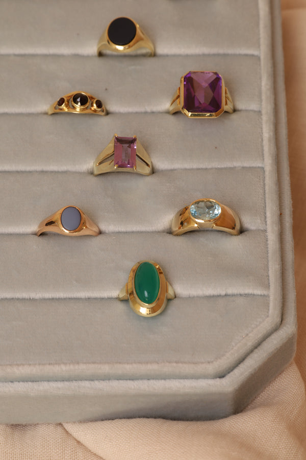 8K Golden Amethyst Geo Ring