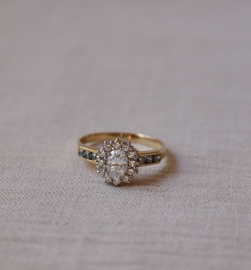 14k yellow gold zirkonia flower ring