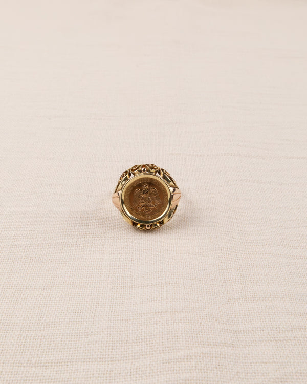 14K YELLOW GOLD COIN RING