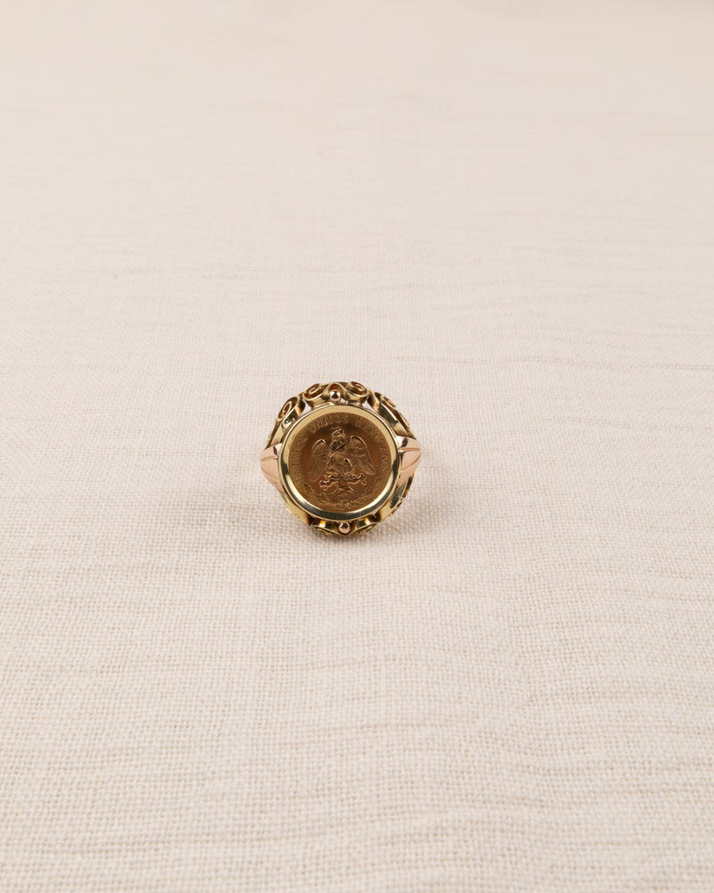 14K YELLOW GOLD COIN RING