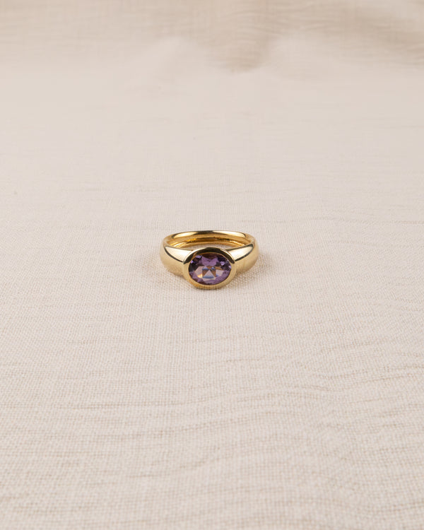 8K CHUNKY GOLD  AMETHYST RING