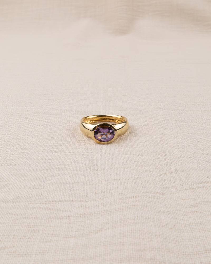 8K CHUNKY GOLD  AMETHYST RING