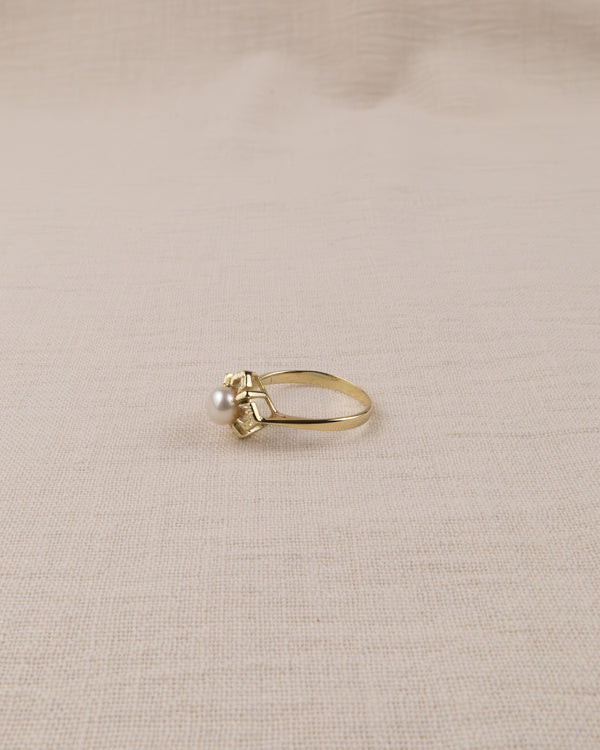 14K Pearl Deco Ring