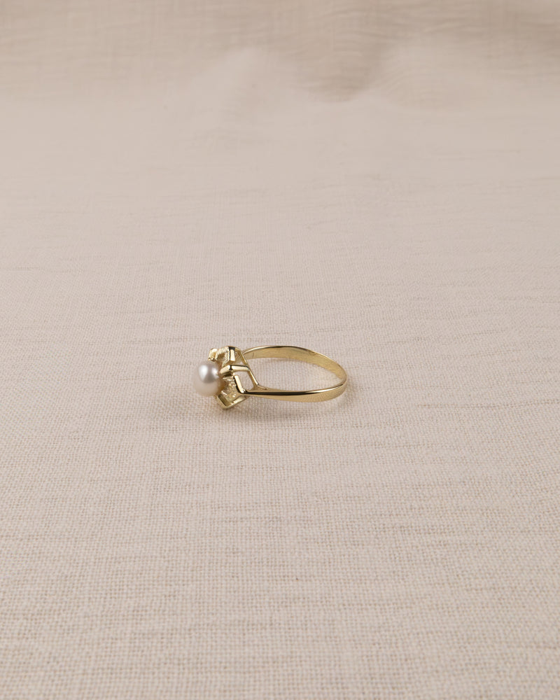 14K Pearl Deco Ring