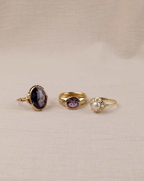 8K CHUNKY GOLD  AMETHYST RING