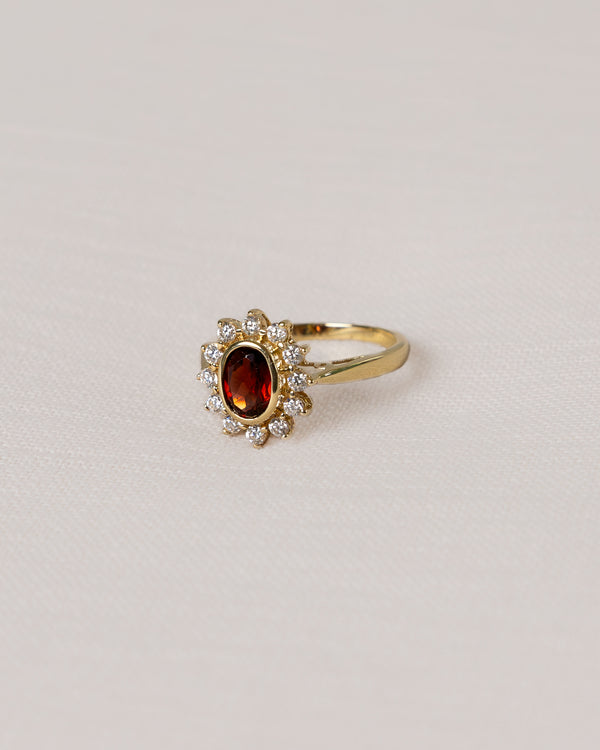 14K floral yellow gold ring