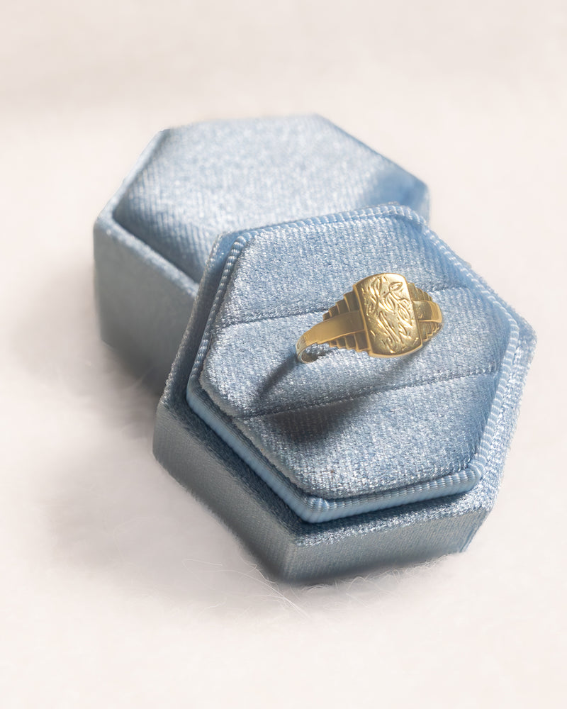 14K Floral Signet Ring