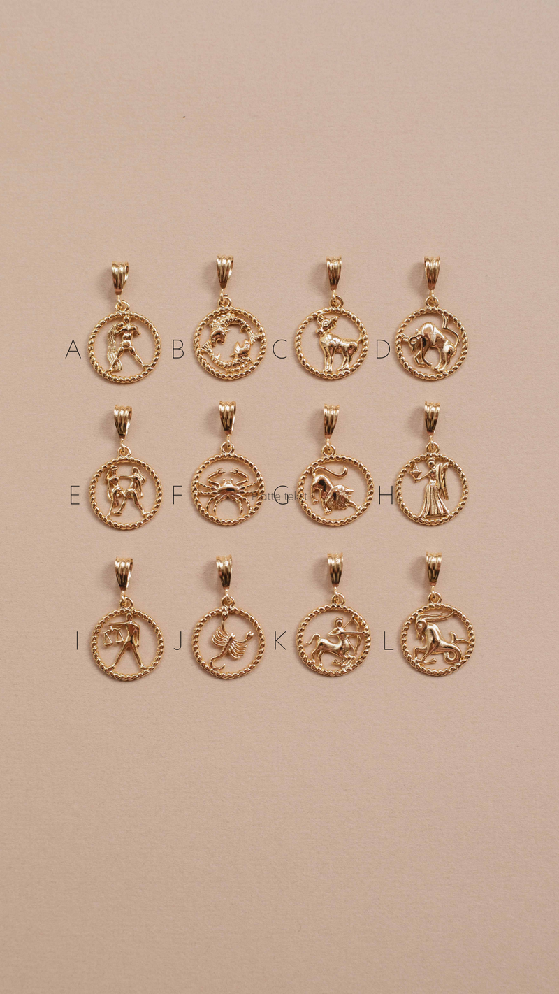 Gold Zodiac Sign Necklace Charm Libra (Weegschaal)