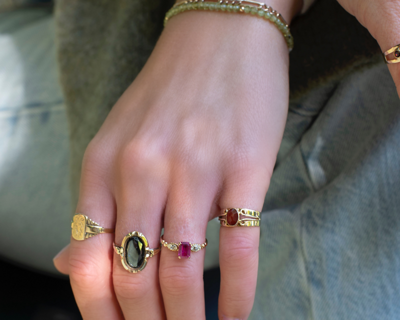 14K Floral Signet Ring