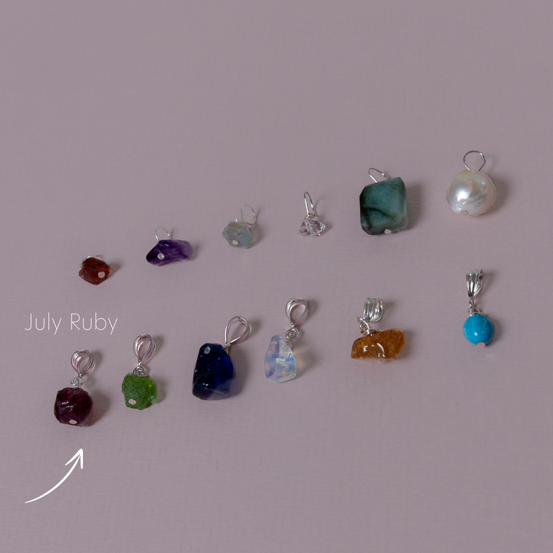 SILVER JULY RUBY NECKLACE CHARM