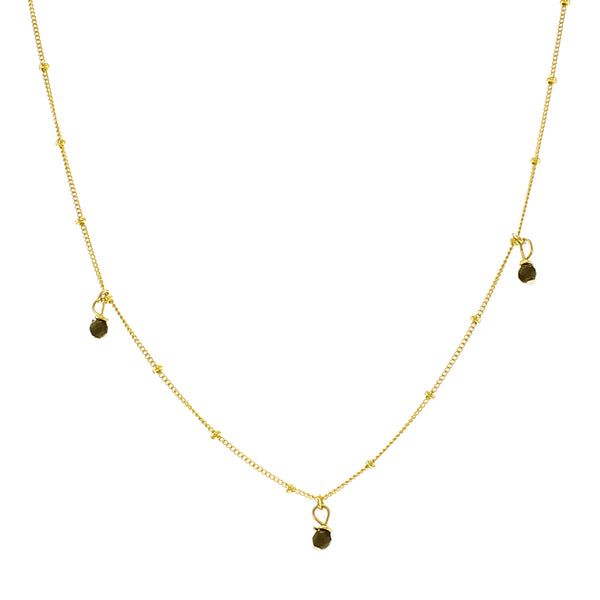 GOLD GALAXY THREE ONYX NECKLACE