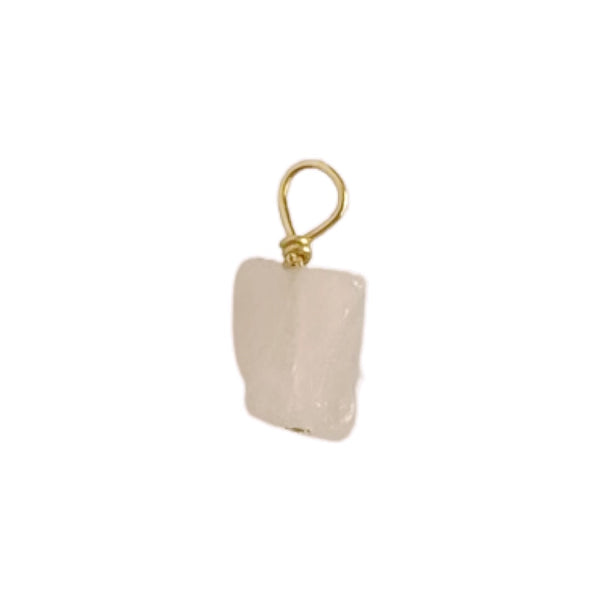 GOLD EARRING CHARM DREAMY ROSE QUARTZ