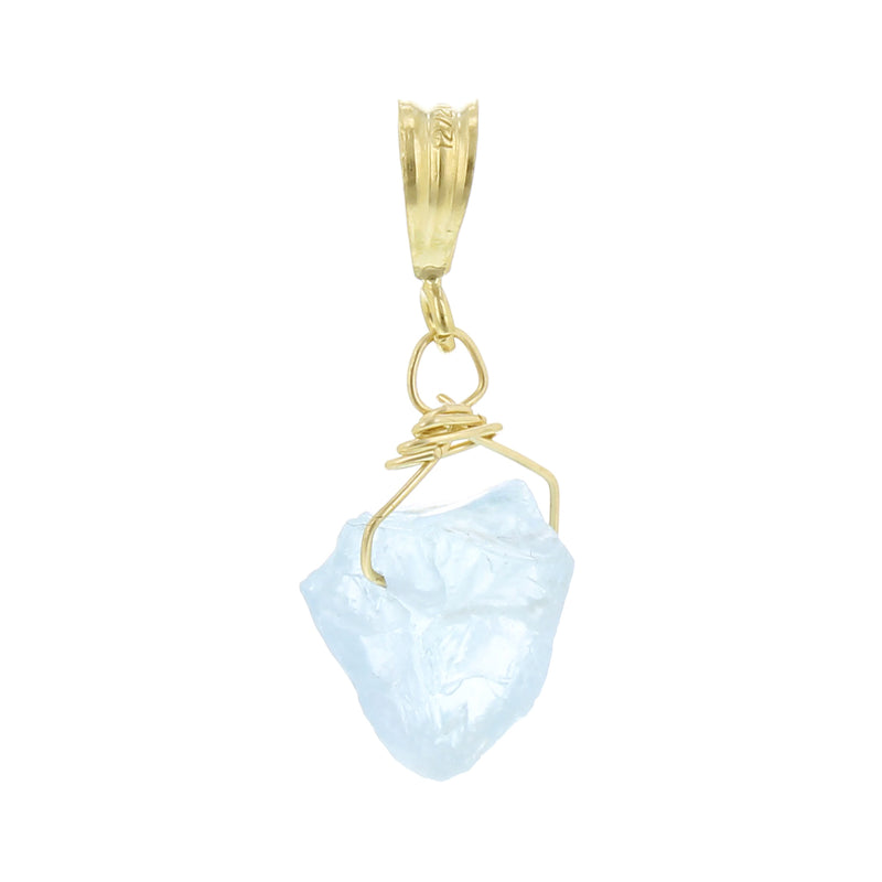 GOLD NECKLACE CHARM MARCH AQUAMARINE