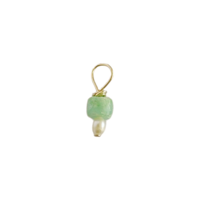 GOLD EARRING CHARM PEARL OPAL
