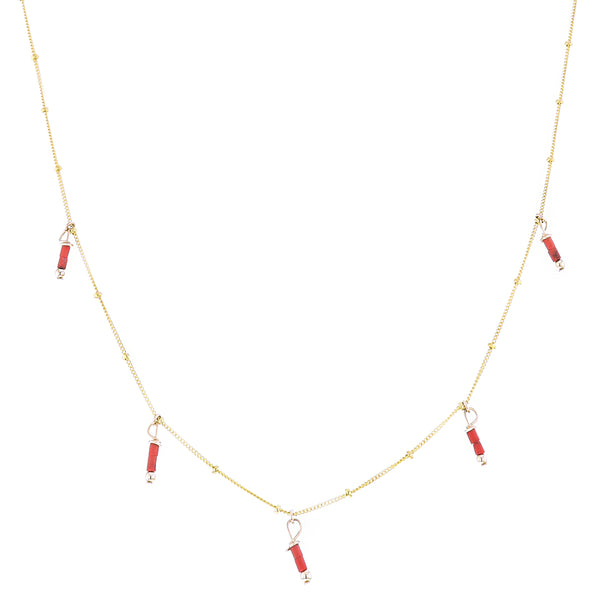 GOLD GALAXY RED TURQUOISE NECKLACE