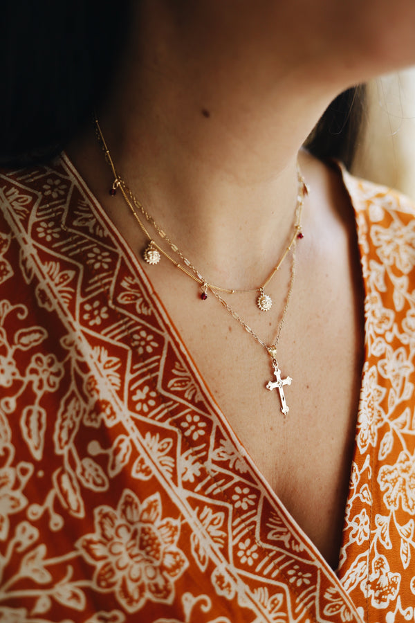 GOLD NECKLACE CHARM CROSS BIG