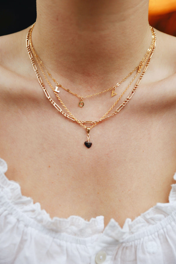 GOLD NECKLACE CHARM JANUARY GARNET