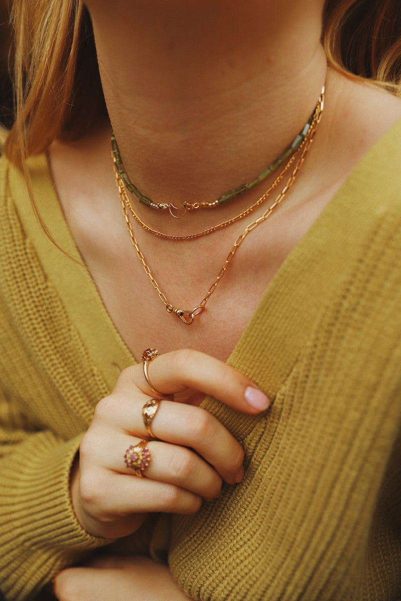 GOLD LEMON JADE NECKLACE
