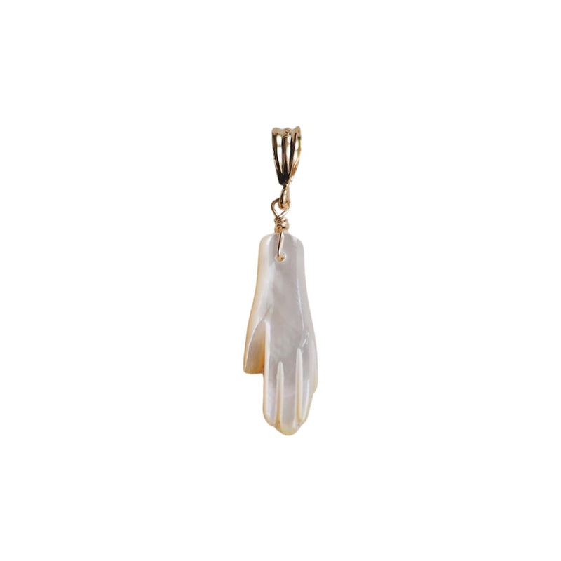 GOLD NECKLACE CHARM PEARL HAND
