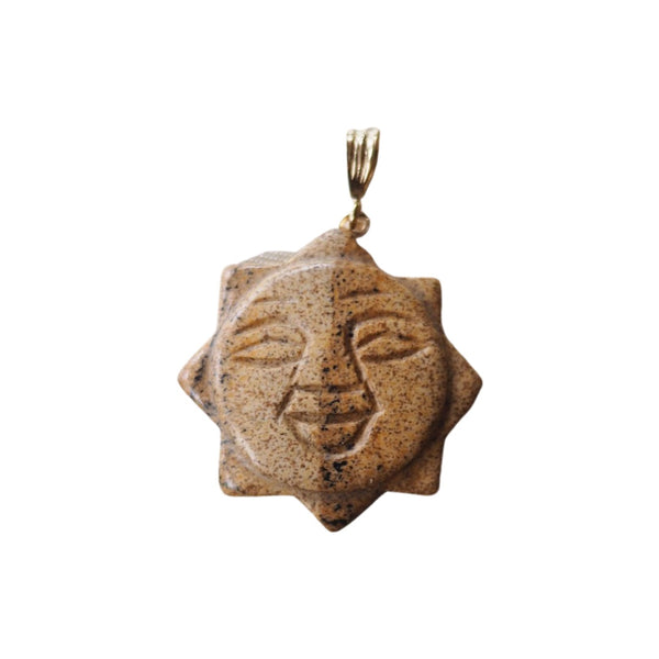 GOLD NECKLACE CHARM JASPER SUN