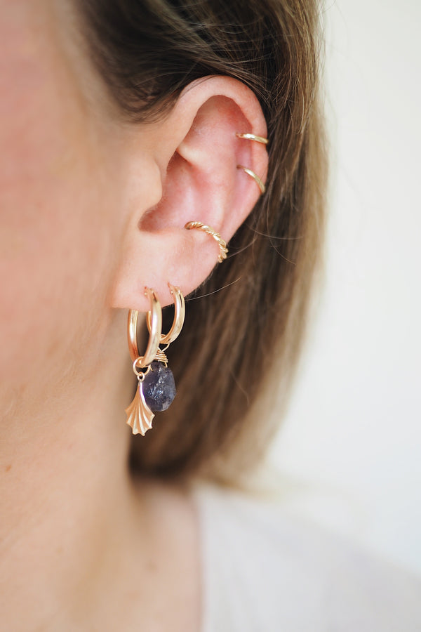 GOLD EARRING CHARM SEPTEMBER SAPPHIRE