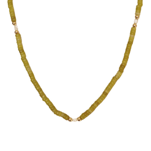 GOLD LEMON JADE PEARL NECKLACE
