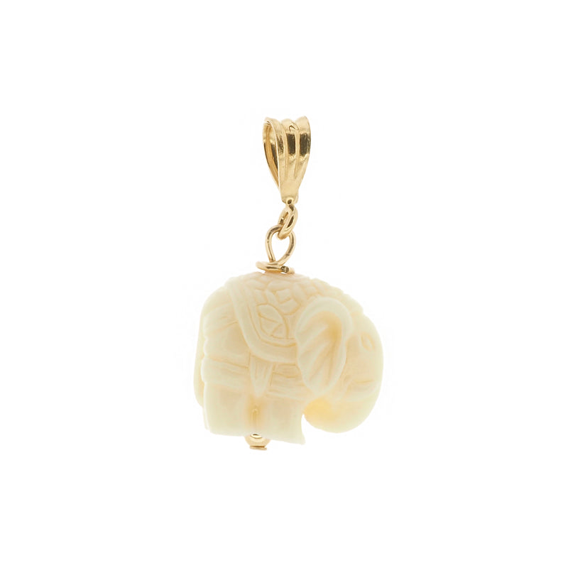 GOLD NECKLACE CHARM WHITE ELEPHANT