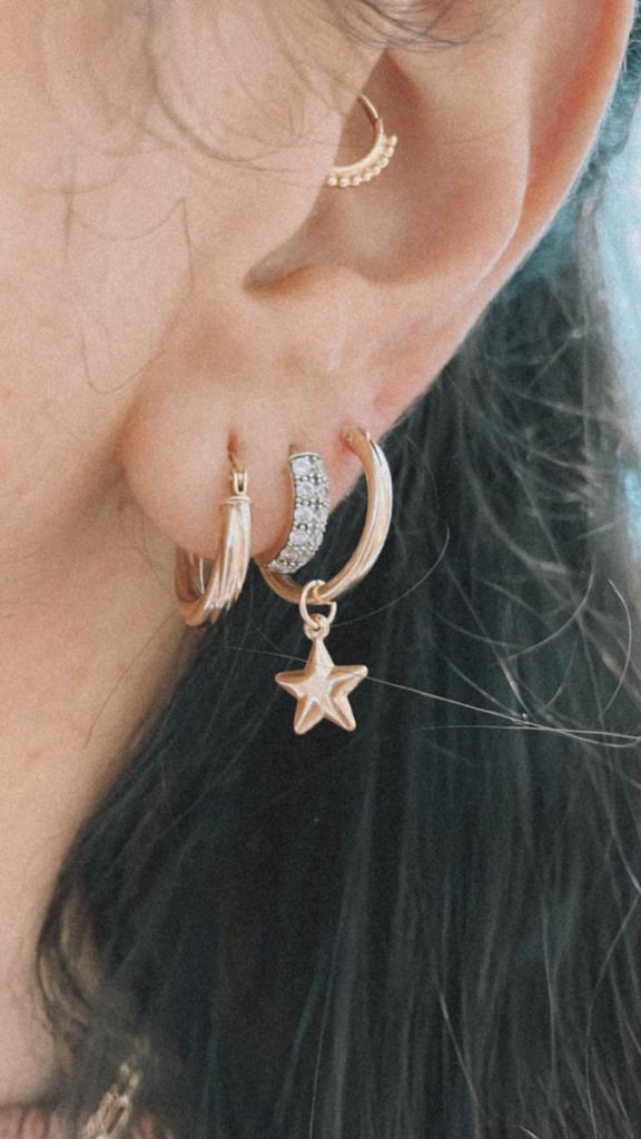 GOLD EARRING CHARM STAR