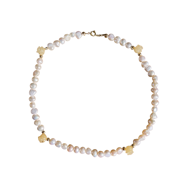 GOLD CLASSIC PEARL ROSE NECKLACE