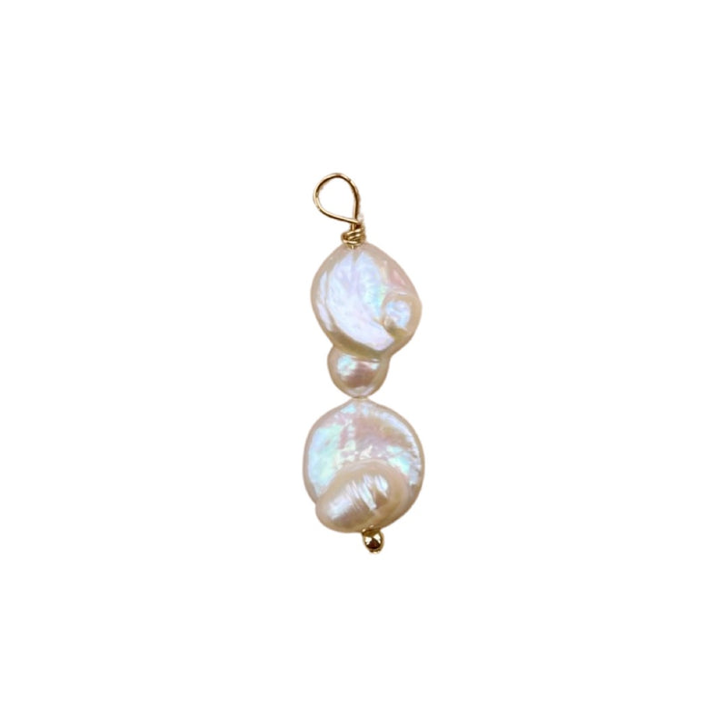 GOLD EARRING CHARM DOUBLE PEARL