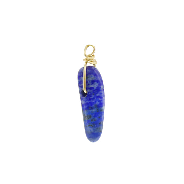 GOLD EARRING CHARM LAPIS