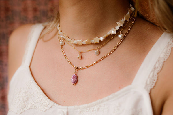 GOLD PEARL SAND STAR NECKLACE