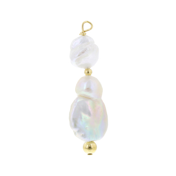 GOLD EARRING CHARM TRIPLE PEARL