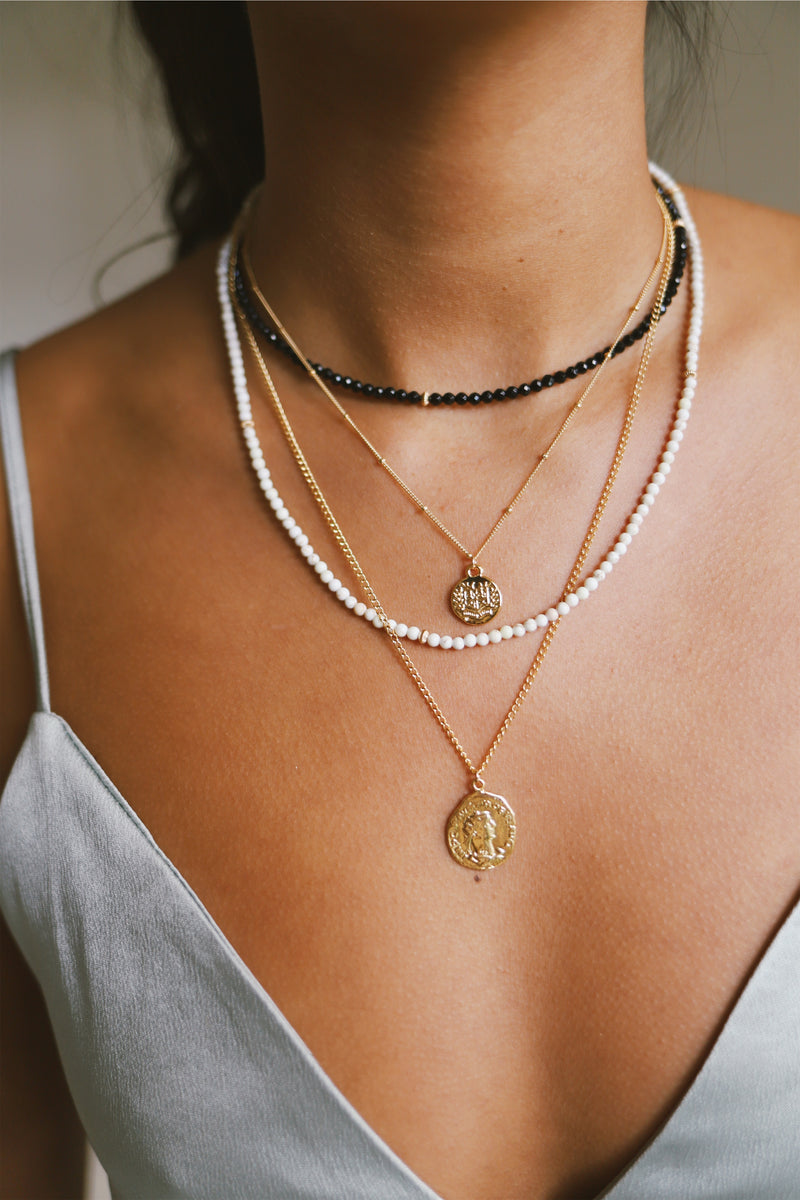 GOLD FEARLESS ONYX NECKLACE